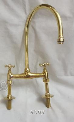 Unlacquered Brass Kitchen Faucet with Kitchen Hand Sprayer, Unlacquered kitchen