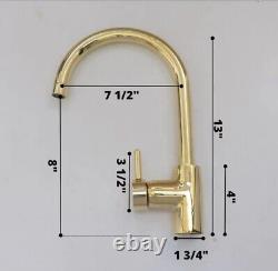 Unlacquered Brass Single Hole Basin Faucet, Antique Brass Sink Mixer Tap