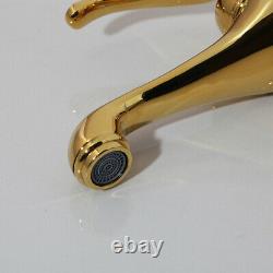 Vanity Gold Bathroom Ceramic Basin Bowl Combo Vessel Sink Mixer Faucet Drain Set