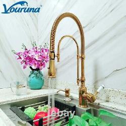 Victoria Luxurious Pre-Rinse Golden Pull Down Spring Kitchen Faucet Sink Mixer