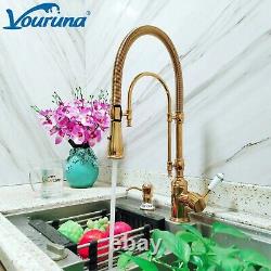 Victoria Luxurious Pre-Rinse Golden Pull Down Spring Kitchen Faucet Sink Mixer