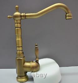 Vintage Monobloc Kitchen Bathroom Basin Sink Antique Brass Tall Mixer Swivel Tap