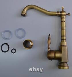 Vintage Monobloc Kitchen Bathroom Basin Sink Antique Brass Tall Mixer Swivel Tap