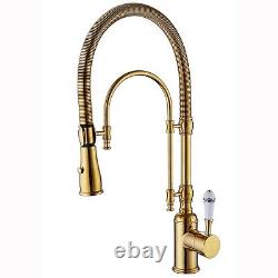 Vintage Pull Down Kitchen Faucet Sprayer Single Handle Sink Mixer Tap with Cover