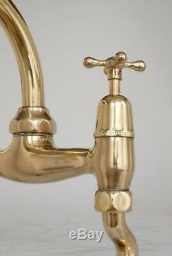 Vintage Sink Mixer Taps Brass Fully Refurbished Antique Kitchen Belfast Sink