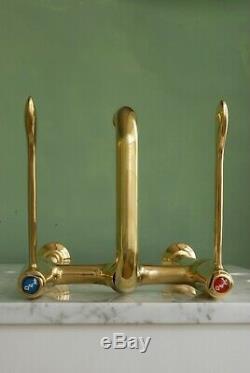 Vintage Sink Mixer Taps Brass Lever Arm Refurbished Antique Kitchen Belfast Sink