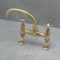 Vintage brass mixer taps BI-FLO belfast sink faucet kitchen