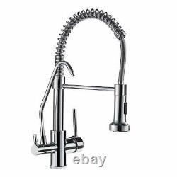 WANFAN Commercial 3 in 1 Kitchen Faucet Dual Handle RO Drink Water Tap WithSprayer