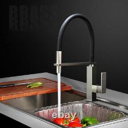 WELS Nickel Brushed Pull Up Kitchen Basin Sink Mixer Deck Mounted Water Taps