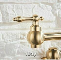 Wall Mount Brass Kitchen Pot Filler Fold Faucet Folding Cold Tap Brushed Gold