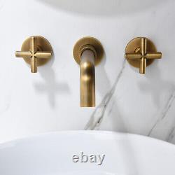 Wall Mount Brass Waterfall Bathroom Faucet 2 Handle Bath Sink Faucet Mixer Tap