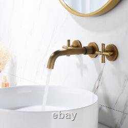 Wall Mount Brass Waterfall Bathroom Faucet 2 Handle Bath Sink Faucet Mixer Tap