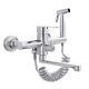 Wall Mount Kitchen Sink Faucet 8 Inch Center, Commercial Faucet, Brushed Nick