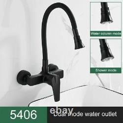 Wall Mount Kitchen Sink Faucet Hot Cold Water Mixer Faucets 360 Degree Swivel