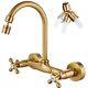 Wall Mount Kitchen Sink Faucet Wall Mounted 8 Inch Center Antique Brass