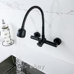 Wall Mount Kitchen Sink Faucet with Sprayer 8 Inch Center, Bar Mixer Tap, Matte