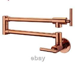 Wall Mount Pot Filler Faucet Spout Cold Water Only With Dual Swing Rose Gold Tap