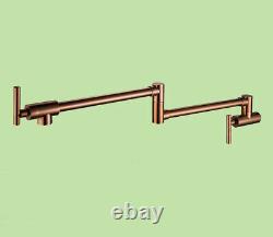 Wall Mount Pot Filler Faucet Spout Cold Water Only With Dual Swing Rose Gold Tap