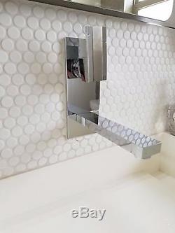 Wall Mount Single Lever Basin Bath Sink Faucet Brass Chrome Rectangular Mixer