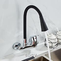 Wall Mounted Kitchen Faucets Mixer Sink Tap 360 Degree Swivel Flexible Hole Taps