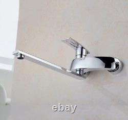 Wall Mounted Kitchen Sink Faucet Bathroom Swivel Spout Nozzle Mixer Tap Chrome