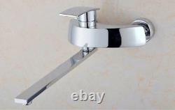 Wall Mounted Kitchen Sink Faucet Bathroom Swivel Spout Nozzle Mixer Tap Chrome