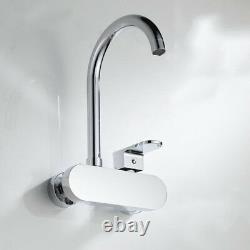 Wall Mounted Kitchen Sink Faucet Mixer Swivel Spout Tap Bathroom Chrome Brass