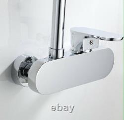 Wall Mounted Kitchen Sink Faucet Mixer Swivel Spout Tap Bathroom Chrome Brass