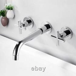 Wall Sink Faucet Basin Water Mixer Hot And Cold Crane Wall Mounted Dual Handle