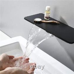 Waterfall Bathroom Sink Faucet Handle Wall Mounted Lavatory Basin Brass Mixer