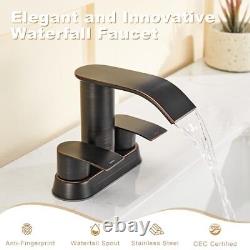 Waterfall Bathroom Sink Faucet Two Handles Bathroom Faucet Oil Rubbed Bronze