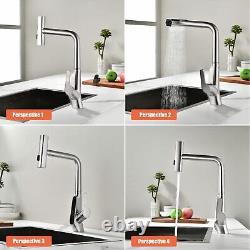 Waterfall Kitchen Sink Mixer Taps with Pull Out Sprayer, 3 Modes Kitchen Sink