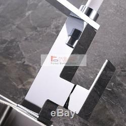 White Pull Out Down Spout Brass Chrome Square Kitchen Sink Mixer Taps Faucet