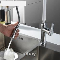White Spring Kitchen Faucet Pull Down Spout Sink Mixer Tap Deck Mounted
