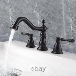 Widespread Basin Faucet Bathroom Sink Mixer Tap Popup Drain Oil-Rubbed Bathroom