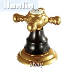 Widespread Bathroom Sink Mixer Tap 3 PCS Basin Faucet Solid Brass Black And Gold