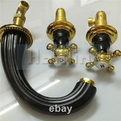 Widespread Bathroom Sink Mixer Tap 3 PCS Basin Faucet Solid Brass Black And Gold
