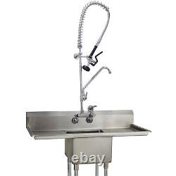 YooGyy Commercial Wall Mount Kitchen Faucet Pre-rinse Sprayer Single Handle