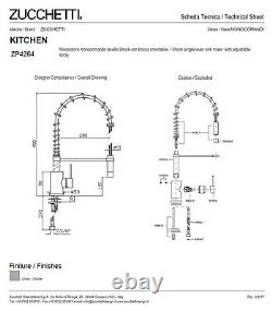 Zucchetti Shock ZP4264 Single lever sink mixer withadjustable spray, aerator NIB